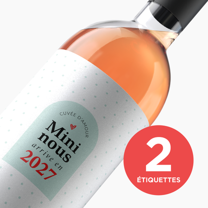 Étiquettes pour bouteille de vin – Annonce de grossesse | Ensemble de 2