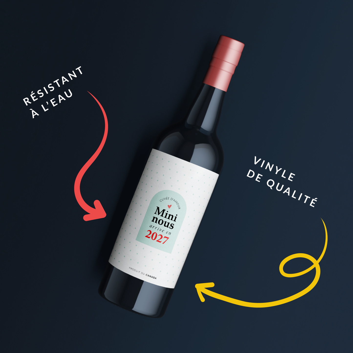 Étiquettes pour bouteille de vin – Annonce de grossesse | Ensemble de 2