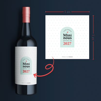 Étiquettes pour bouteille de vin – Annonce de grossesse | Ensemble de 2