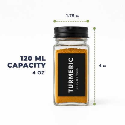 Spice jars with labels