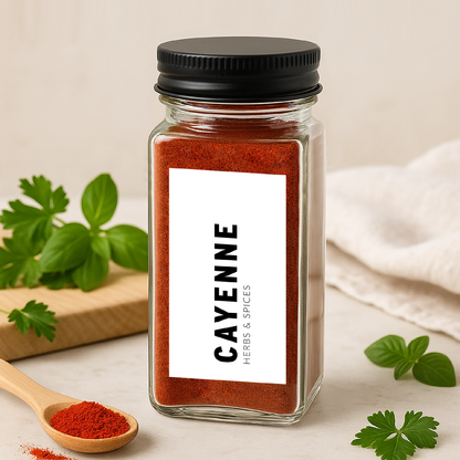 Spice jars with labels