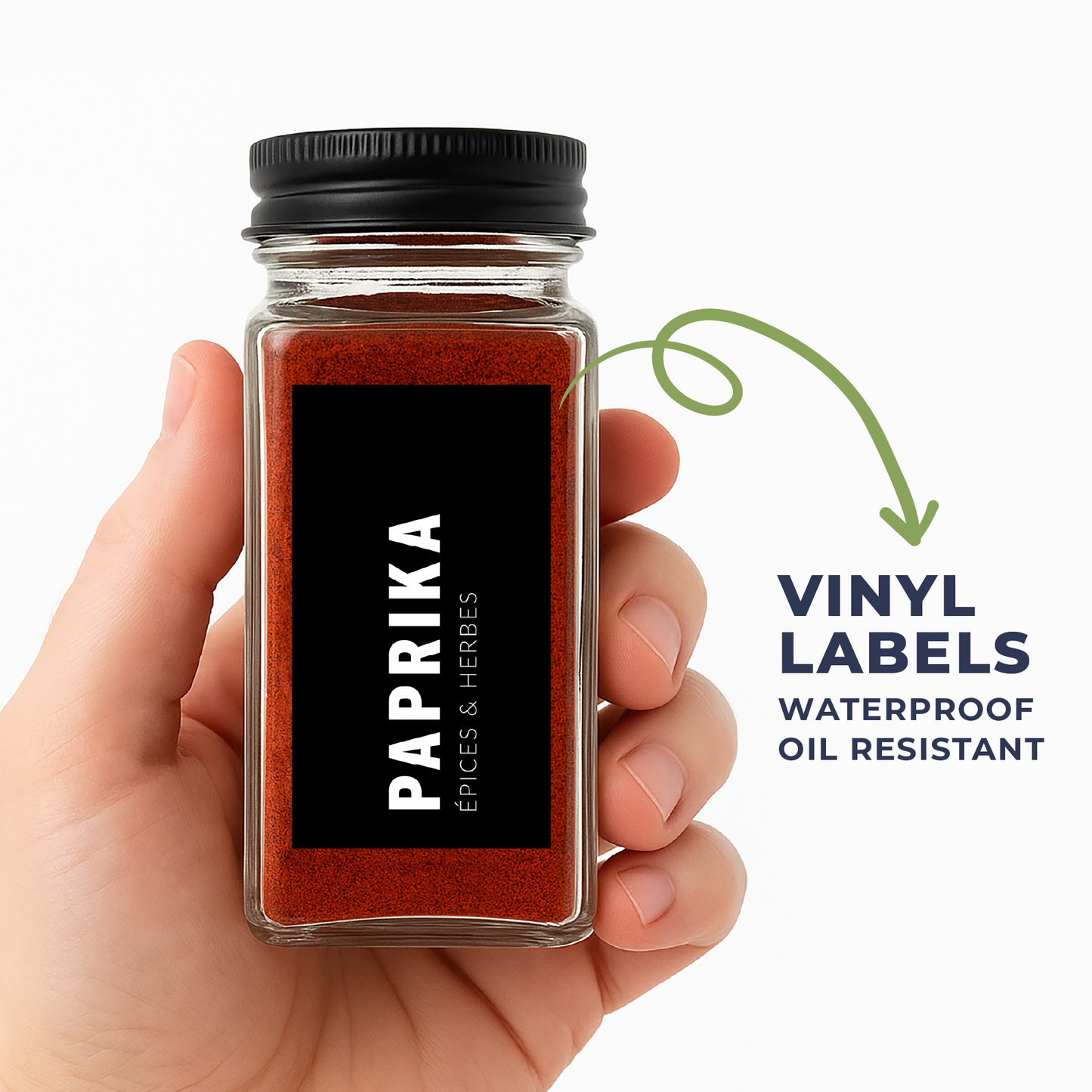 Spice jars with labels