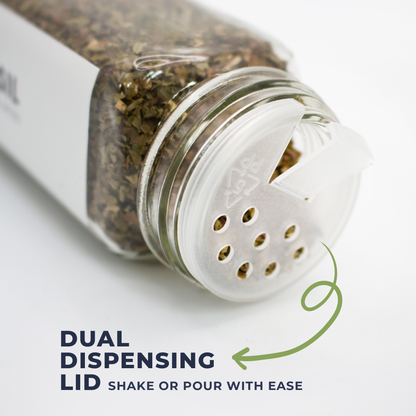 Spice jars with labels