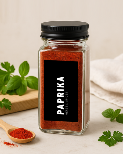 Spice jars with labels