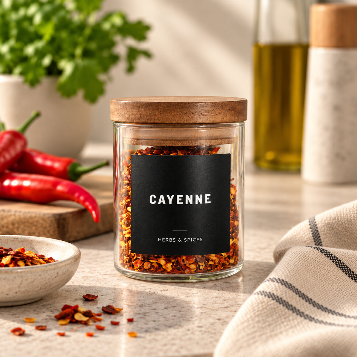 Glass Spice Jars with Acacia Lids