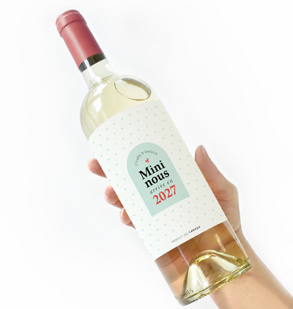 Étiquettes pour bouteille de vin – Annonce de grossesse | Ensemble de 2