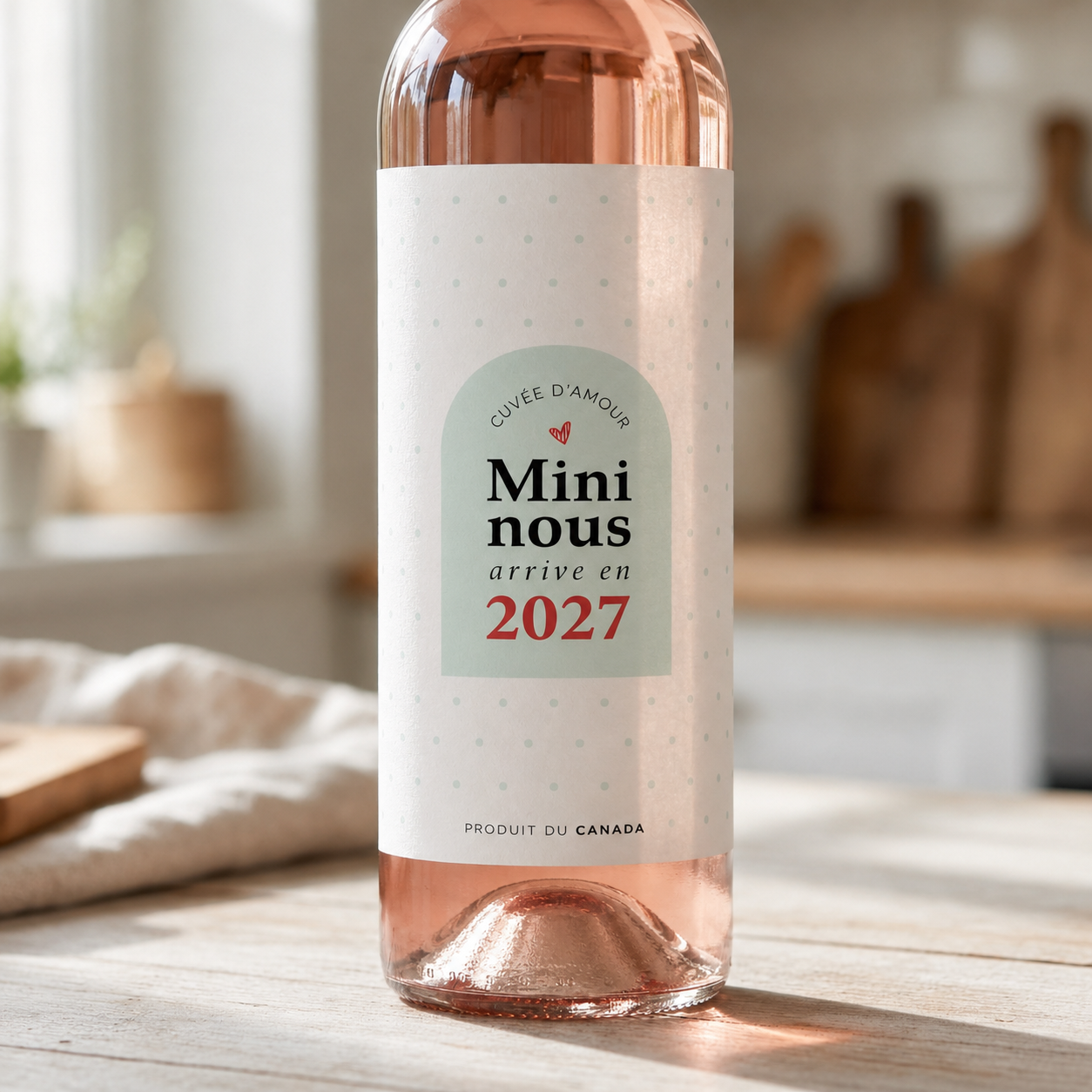 Étiquettes pour bouteille de vin – Annonce de grossesse | Ensemble de 2