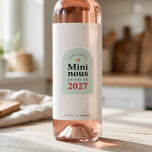 Étiquettes pour bouteille de vin – Annonce de grossesse | Ensemble de 2