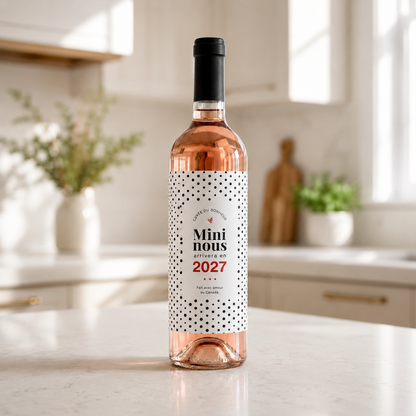 Étiquettes pour bouteille de vin – Annonce de grossesse | Ensemble de 2